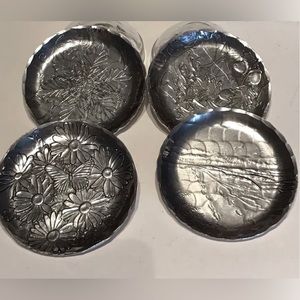Wendell August Lot Of 4 Coasters Trays Plates 4.5” Round Aluminum USA